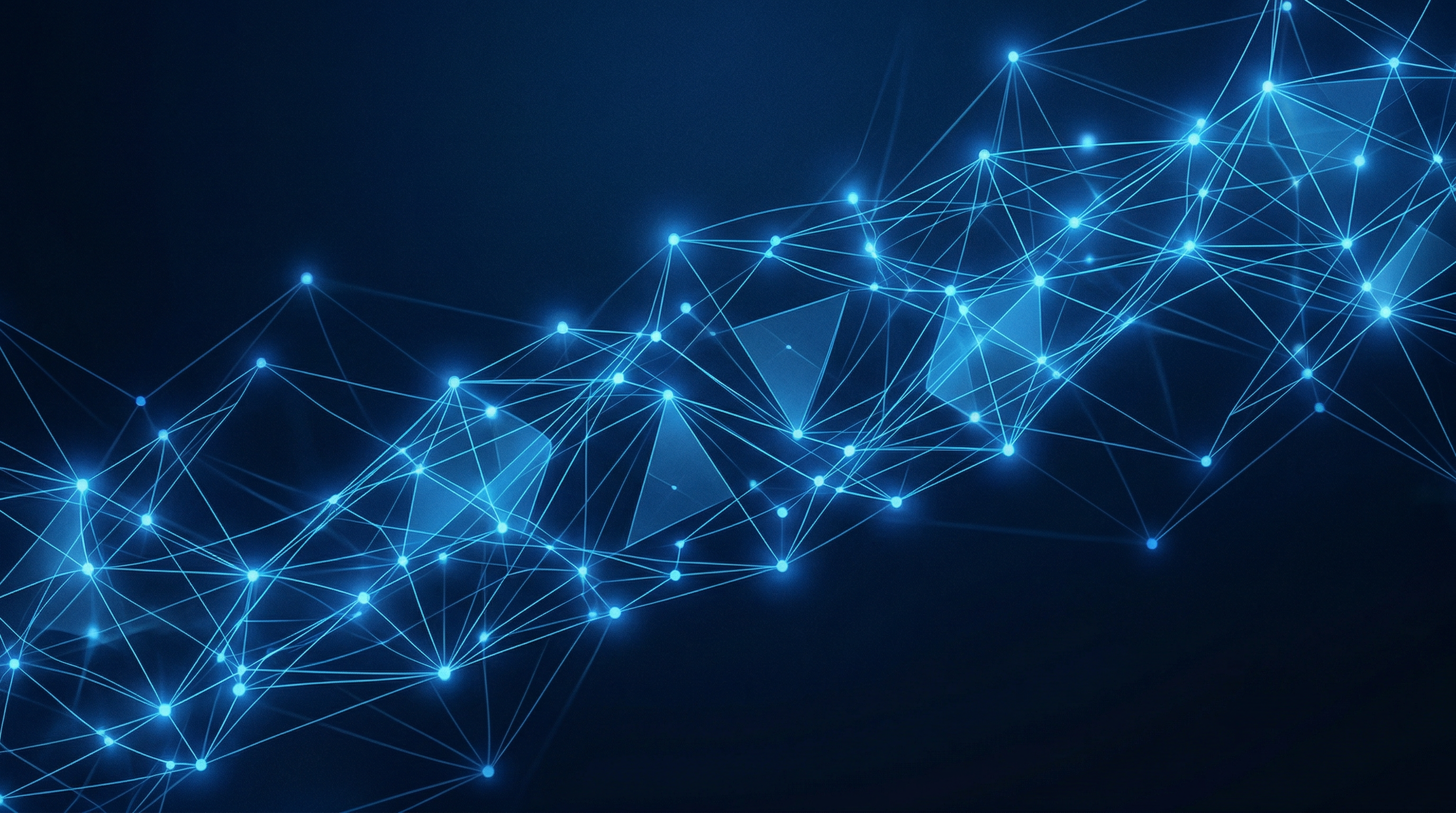 AI neural network visualization with glowing blue nodes